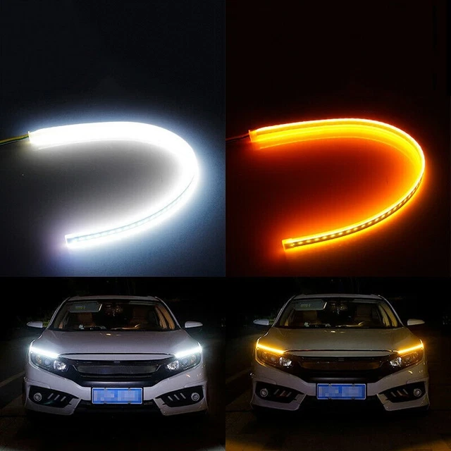 2 X 60CM Slim Ambre Séquentiel IP68 LED DRL Clignotant Bande Étanche