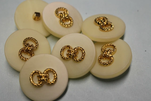 Bouton Ancien Vintage En Métal Doré - Motif Nœuds - Diamètre 2,2 Cm - Origine France