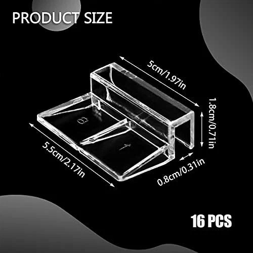 16 PCS 8mm Acrylic Aquarium Cover Clip Set Clear Fish Tank Lid Support 2