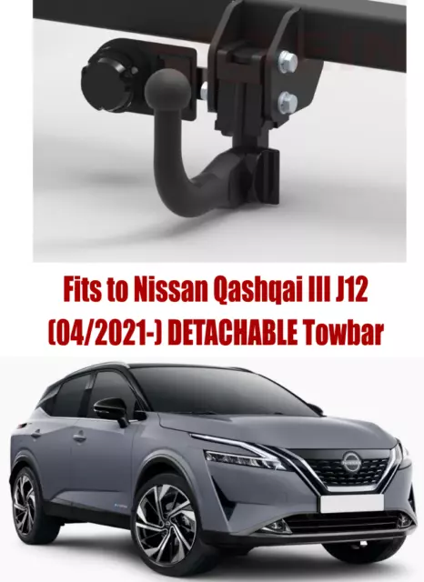 Amovible Remorquage Barre pour Nissan Qashqai III J12 21- & 7 Pin Bypass Kit