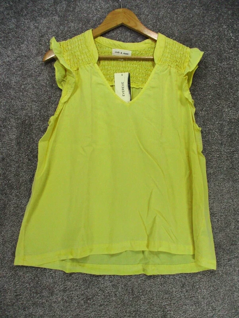 Cloth & Stone Smocked Flutter Sleeveless Top Womens Xl Yellow