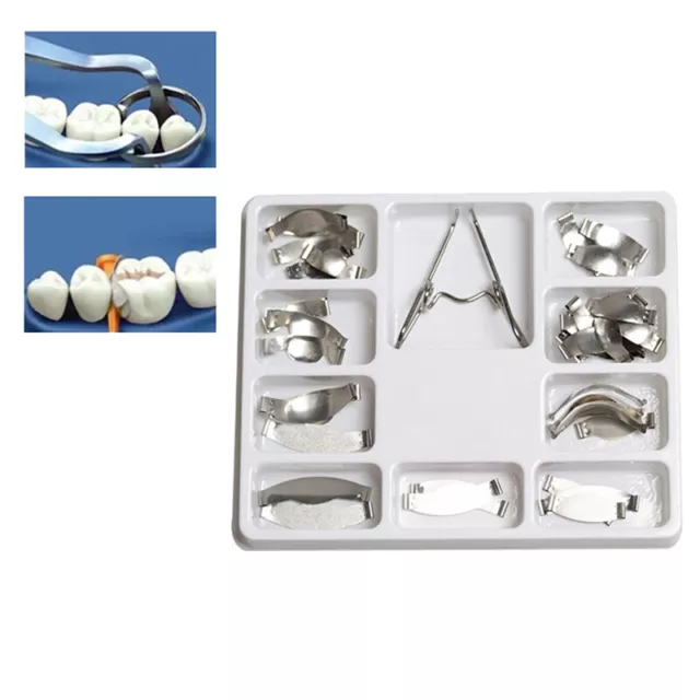 Dental Saddle Contoured Metal Matrices Matrix Universal Kit with Spring Cli*oa