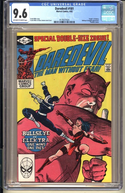 DAREDEVIL #181  CGC 9.6 OWW NM+  Marvel 1982 Frank Miller Death Elektra Bullseye