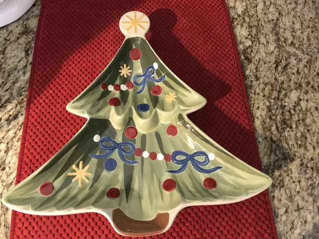NEW IN BOX Longaberger Pottery All The Trimmings Christmas Tree Holiday Platter