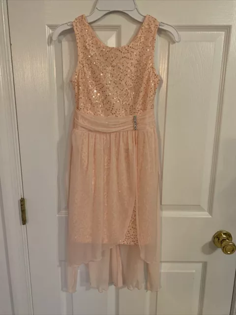 Girls PHILLY size 8 fancy sequin special occasion holiday dance dress peach pink