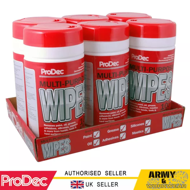 6 X ProDec Multi Usage Lingettes Painters Décorateurs Nettoyage Merveille Main