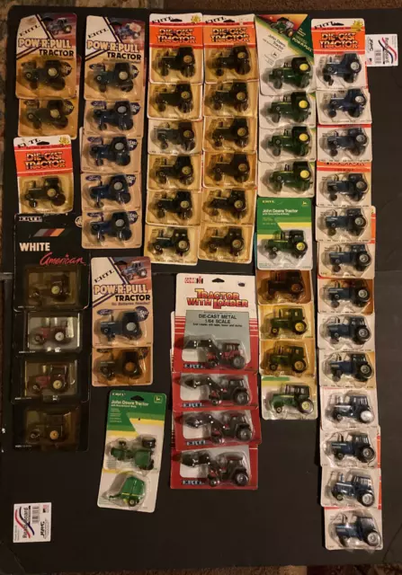 NEW in Package 54 Bulk Lot ERTL Tractors, Baler, Loaders, John Deere, etc...
