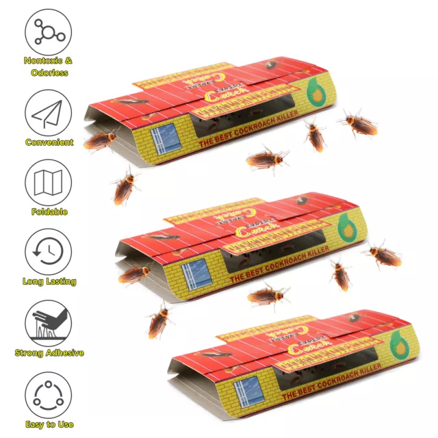 Max 30 X Pest Roach Glue Trap Cockroach Killer Bait Catchers Indoor Office Motel 2