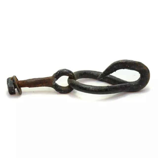 Antique Hand Forged Iron Hardware Barn Farm Accessory Large Hook Bolt