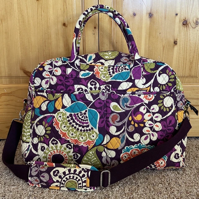 Vera Bradley PLUM CRAZY Large Duffel Bag W/ Trolley Sleeve Excellent
