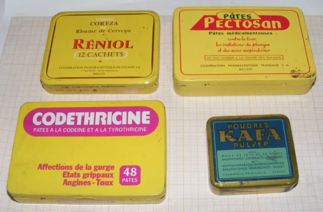 B1502/ Lot De Boites Métal Médicaments Pharmacie Laboratoire Anciennes Vintages