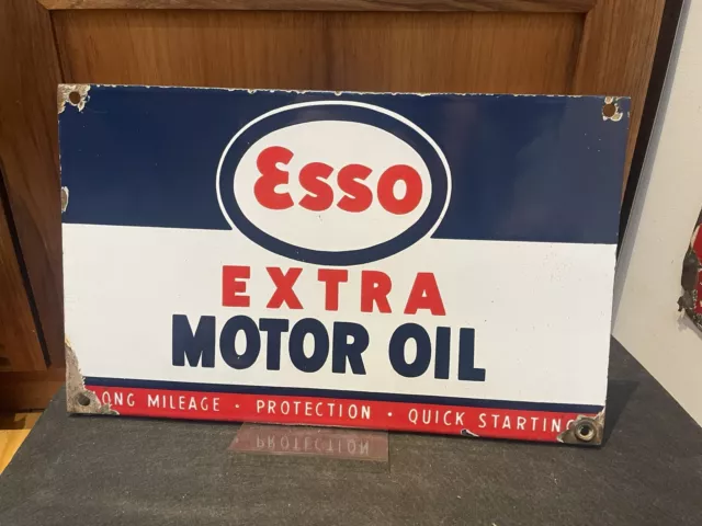 ESSO Motor Oil Rack Sign. 100% Original. Very Good Condition Golden Fleece