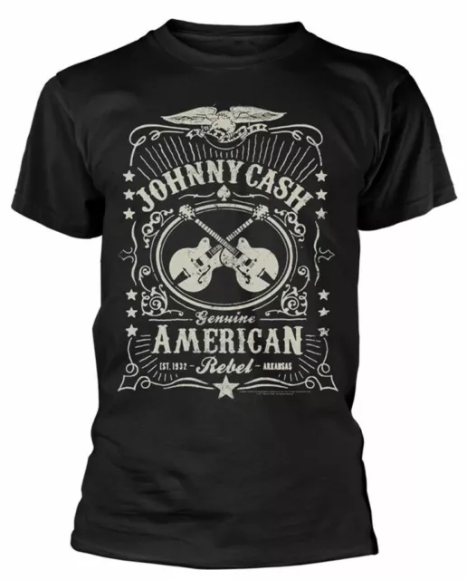 Official Johnny Cash T Shirt American Rebel Logo Black Mens Rock Tee New