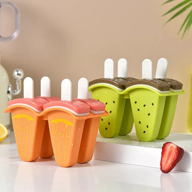 4/6 Cells Fruit Ice Cream Mold Icy Pole Jelly Pop Popsicle Maker Mould Tray ZO