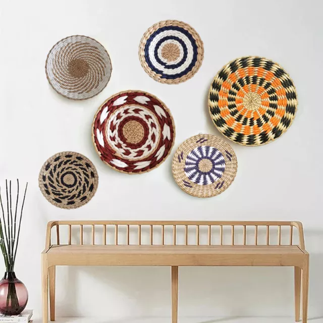 Rattan Wall Basket Decor Wicker Hanging Woven Baskets Livingroom Home Decor DIY