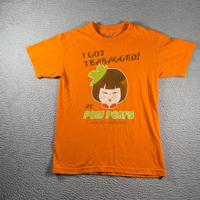 Camiseta Who Are Ya para Hombre Pequeña Naranja Mangas Cortas I Got Teabagged At Pom Poms