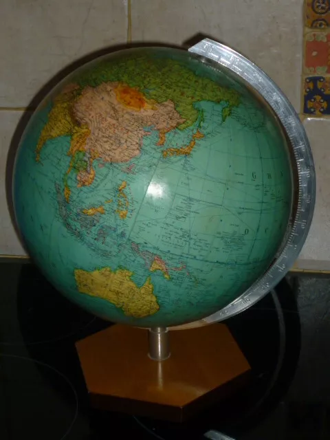 Globe terrestre mappemonde bibliothèque rotatif socle bois gl047