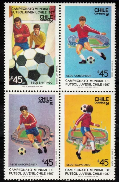 Chile 1987 Block Scott # 750 a - d  World Youth Soccer Championship MNH VF