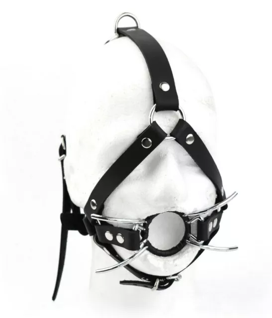 STRICT Spider gag head harness Open mouth black leather handcrafted ga20blk