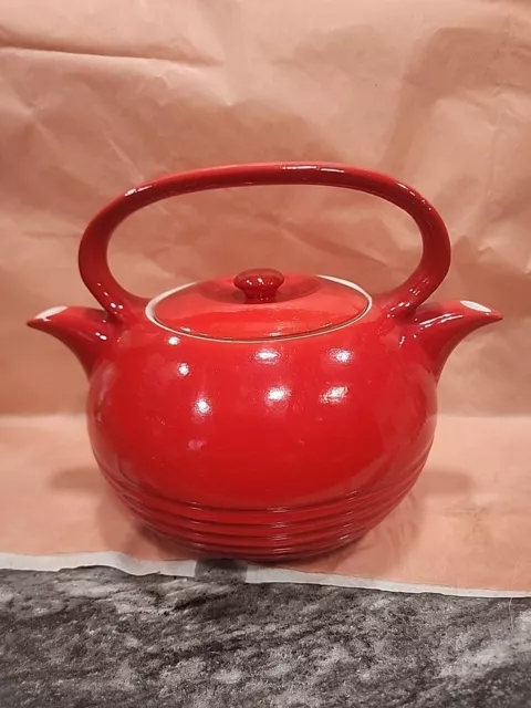 Hall China Co. Twinspout Teamaster Red Teapot USA