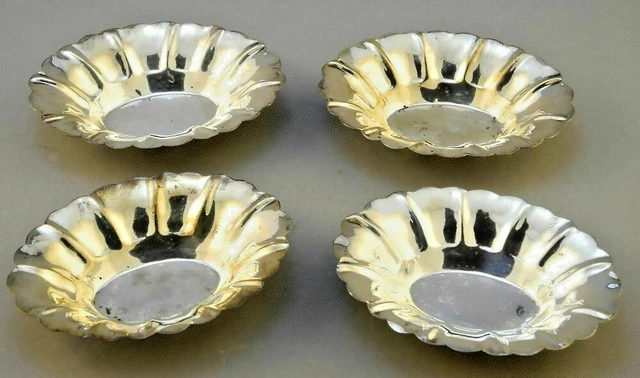 4 Lipman Bros Canada Art Deco Sterling Silver Dishes Ruffled Rims