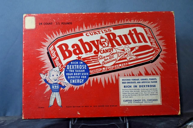 RARE CURTISS BABY Ruth Cardboard Box, 24 Bars. 5 cents, 1940's-1950's £ ...