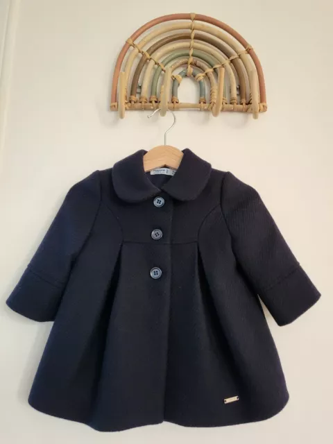 Gorgeous Mayoral Baby Girls Navy Blue Wool Coat Size 3-6 Months