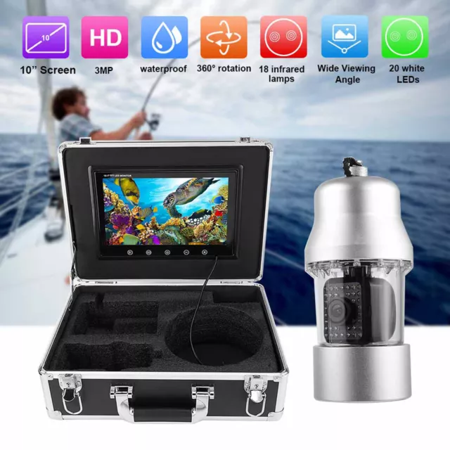 360° Rotating Fish Finder HD 10in 3MP IP68 Waterproof 38LED Camera 164ft Cab AUS