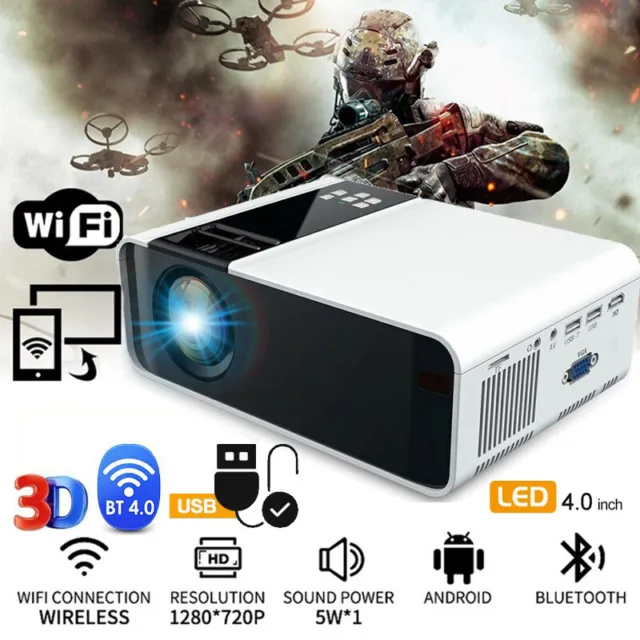 Portable 1080P Mini Wifi Bluetooth Wireless Projector Android Home Media Player