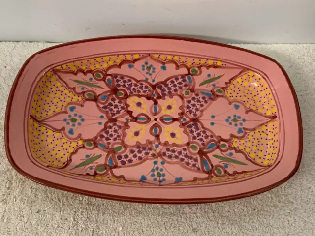 Le Soux Ceramique (Tunisia)  ---   Pink Rectangular Platter, Sabrine Design