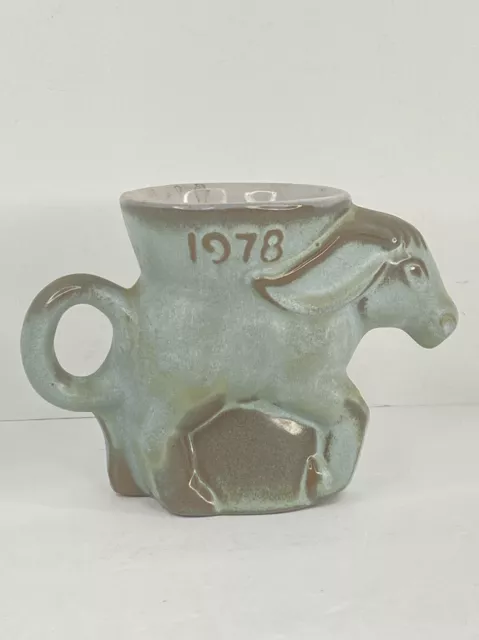 Frankoma Pottery 1978 Donkey Democrat Political Mug - Gray Blue Color - EUC