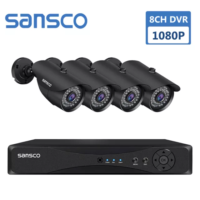 8 Channel DVR 1080P HD CCTV Home Outdoor Security System 2MP Camera Night Vision