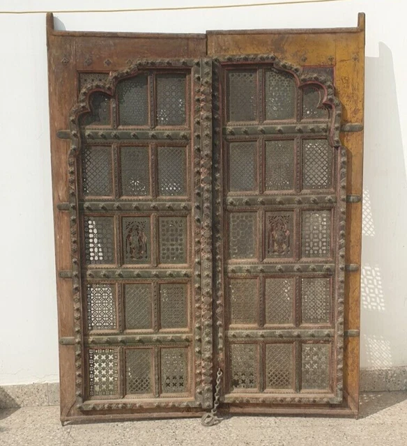Porta del tempio antico in legno ottone Jali collezione / decorazione...