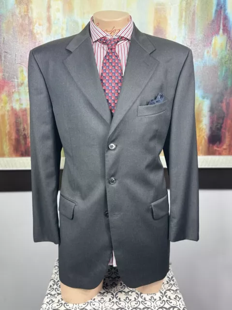 Faconnable Men’s Gray Garbadine Two Piece Suit 44R Pants 36/30 Made In Italy 2