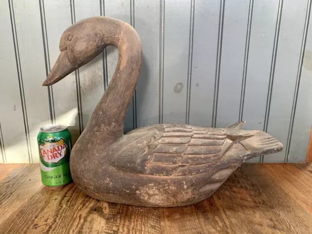 Best Large Vintage Paper Mache Wooden Swan Mold - Dated & Signed - Hand Carved