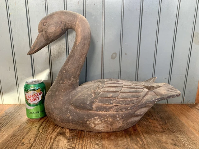 Best Large Vintage Paper Mache Wooden Swan Mold - Dated & Signed - Hand Carved