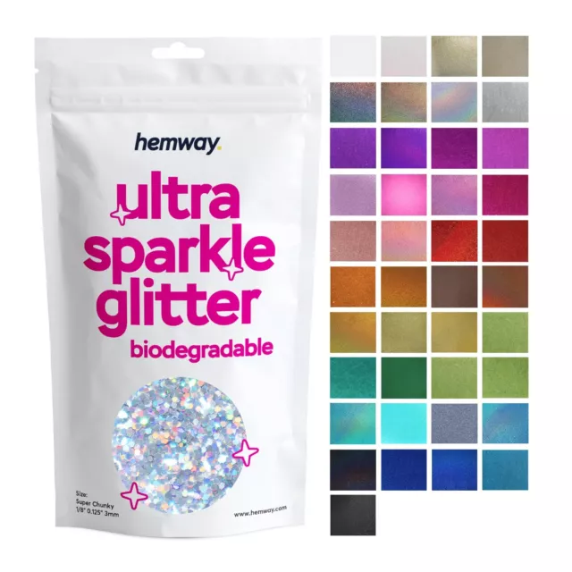 Hemway Eco Friendly Ultra Sparkle Glitter Biodegradable Cosmetic Safe 1/8" 100g