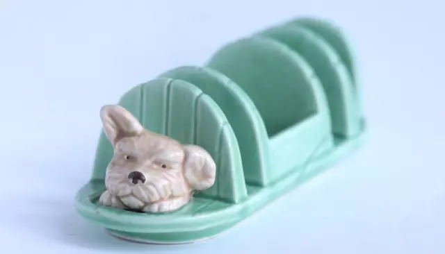 Rare Sylvac Terrier Toast Rack Model 1990 Scotty Dog Green & Beige  1940/50's