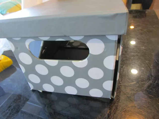 Pottery Barn Teen Dottie Printed Storage Bin Gray Mini New in box