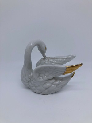 CAPODIMONTE STATUINA CIGNO IN PORCELLANA,MADREPERLA ANNI '50 VINTAGE 