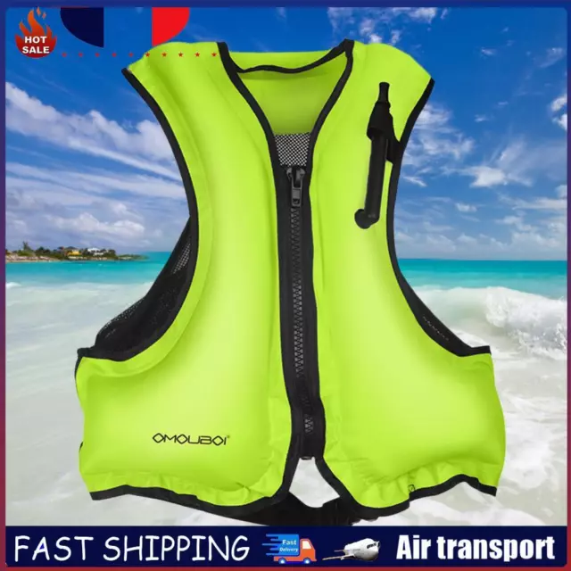 PVC Jacket Safe Inflatable Buoyancy Vest Outdoor Accessories (Green) FR