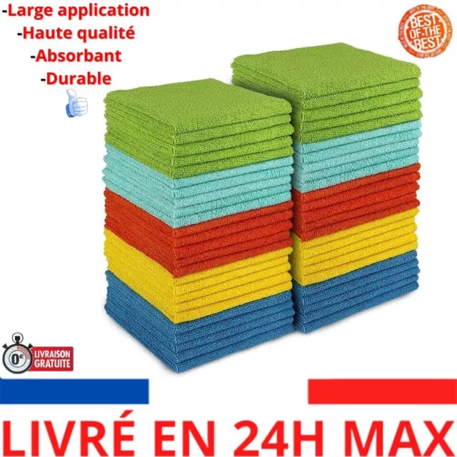 AIDEA Lot de 50 Chiffons de Nettoyage en Microfibre, Torchons Lavette Microfibre