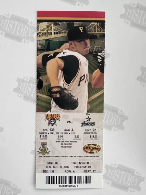 2006 Houston Astros at Pittsburgh Pirates Ticket 9/28/06 Lidge Save