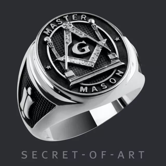 Master Mason Freimaurer Ring Masonic Säulen 925 Sterling Silber Freemason Loge