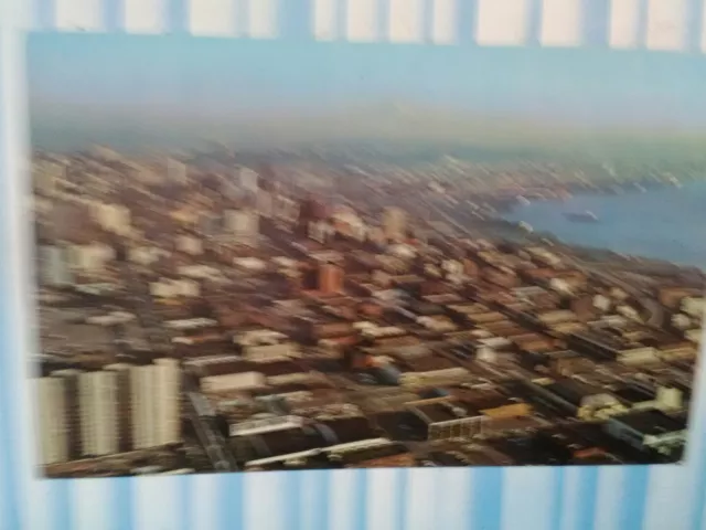Aerial View Vintage Post Card Over The Heart Of Seattle Washington