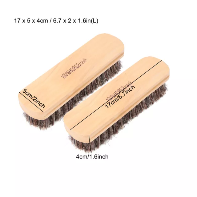 2Pcs Wooden Horsehair Shoe Brushes Leather Care Protecting Oiling Polishing GAW 3