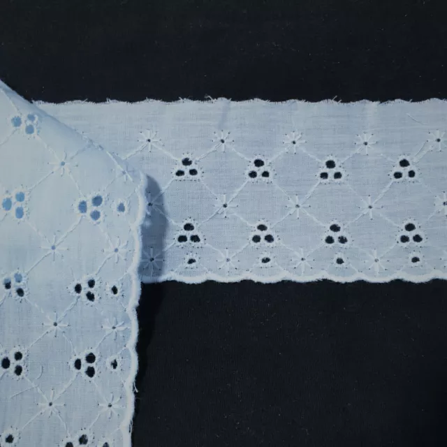 Embroidered Eyelet Lace Trim Edging Scalloped Cotton Lace 2-3/4" Blue 10 yd #B40