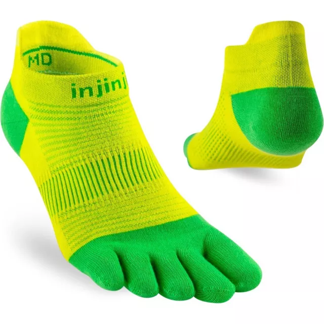 Injinji Run Lightweight No-Show Five Finger Running Toe Socks Clover