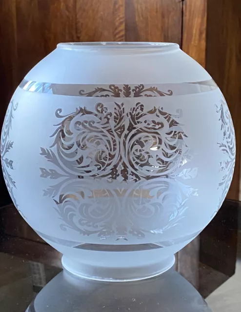 Victorian Style Glass Globe Oil Lamp Shade with Floral Motif Different Colours