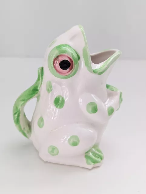 Vintage Made in Japan Frog Creamer Pitcher 4" High Green & White